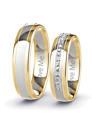 New Model 1 Piece Jewelry Quality 6mm Gold White 2 Colors Tarnish Resistant Unisex Steel Wedding Ring Lm-053g - Love Me