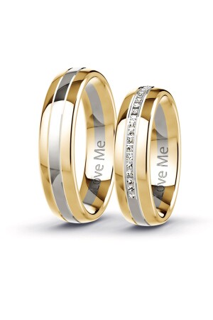 New Model 1 Piece Jewelry Quality 6mm Gold White Color Tarnish Resistant Unisex Steel Wedding Ring Lm-050g - Love Me