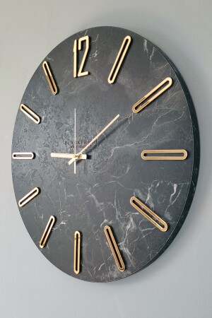 - New Modern Style - Black Marble - 45cm Wall Clock 012023NMAGU - Blackframe