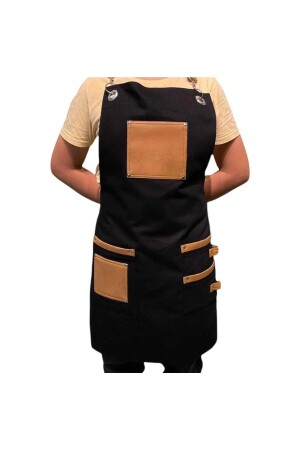 New Season Trend Aprons Leather Pocket Detailed Chef Waiter Cafe Aprons Apron310502 - ÖNLÜK SEPETİ