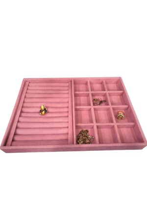 New Suede Pink Hot Dog-compartment Jewelry Box (Aydindecor) 548265906 - Aydın Decor