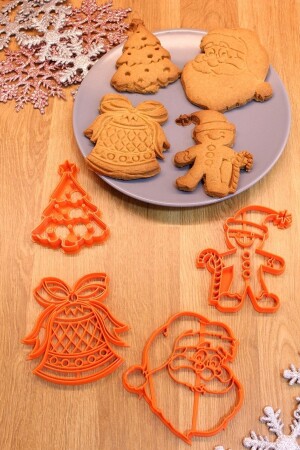 New Year Christmas Tree Santa Claus Bell Cookie Man Set of 4 Cookie Mold S5500 - Maflen