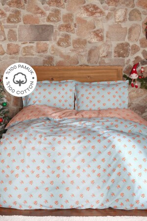 New Year New Year Laya Water Green 100% Cotton Flannel Double Duvet Cover Set 200. 21. 01. 0569 - Karaca Home