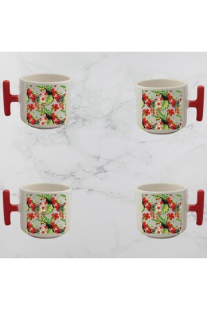 New Year's Designed 4-Piece Toucan Bird Designed Double Latte Nescafe Tea Cup Models latte-00014 - homestorebotique