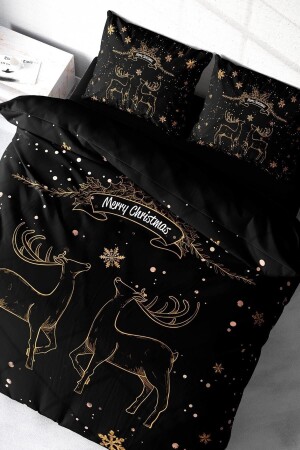 New Year's Eve Duvet Cover Set (With Elastic Sheets) Double 100% Cotton Satin Deer MONOHOME41502 - Monohome