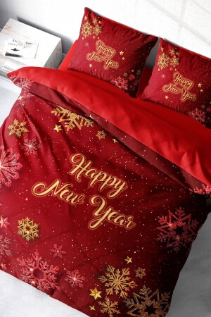 New Year's Eve Duvet Cover Set (With Elastic Sheets) Double 100% Cotton Satin Happy MONOHOME41281 - Monohome