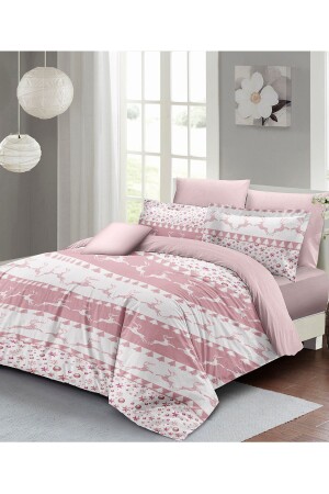 New Year's Eve Duvet Cover Set (With Elastic Sheets) Double 100% Cotton Satin Powder Deers monohome41717 - Monohome