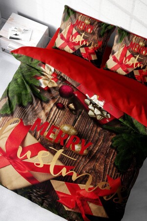 New Year's Eve Duvet Cover Set (With Elastic Sheets) Double 100% Cotton Satin Red-Gift MONOHOME41175 - Monohome