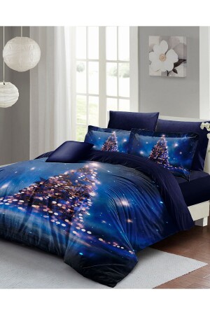 New Year's Eve Duvet Cover Set (With Elastic Sheets) Double 100% Cotton Satin Starry Tree monohome41731 - Monohome