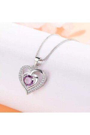 New Year's Gift for Lover 925 Sterling Silver Stone Heart Necklace NEH5500 - AstoriaSilver