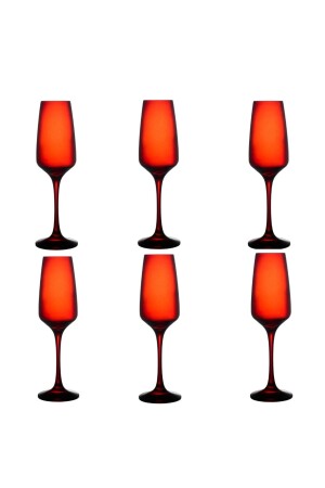 New Year's Red 6 Pieces Champagne Glass 195cc - Paşabahçe