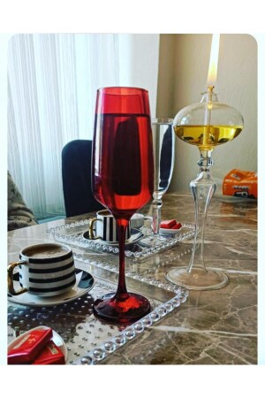 New Year's Red 6 Pieces Champagne Glass 195cc MG/440257 - Paşabahçe