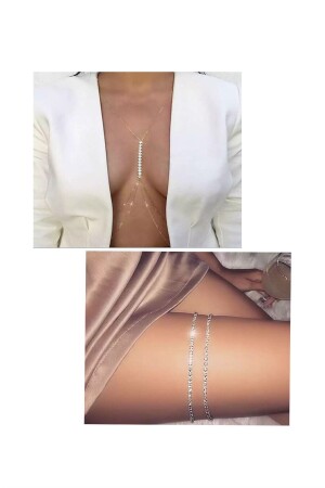 New Year's Set Stoned Body Accessory And Stoned Leg Chain - Misboho