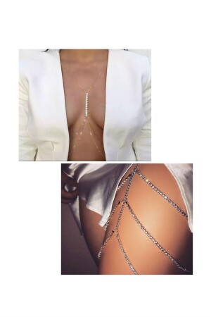 New Year's Set with Stone Body Chain and Stone Leg Accessory - Misboho