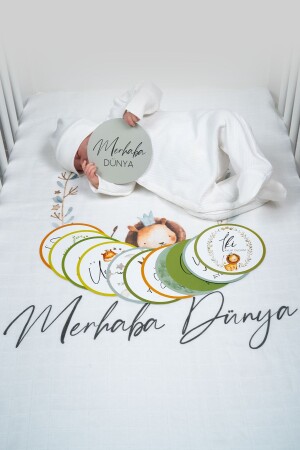 Newborn Muslin Blanket and Memory Cards Set - Turkish OHCMAFB0TR003 - Tuğba Kuğu