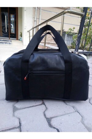 Nfystyle Mittelgroße Unisex-Reisetasche mit Hand- und Schultergurt, Fitness-Handgepäck, schwarzes Kunstleder, NFYVLZ01SY - NFY STYLE