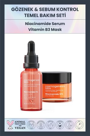 Niacinamide Vegan Serum 30ml + B3 Vitamin Mask Peeling Set - Cosmogenesis Labs