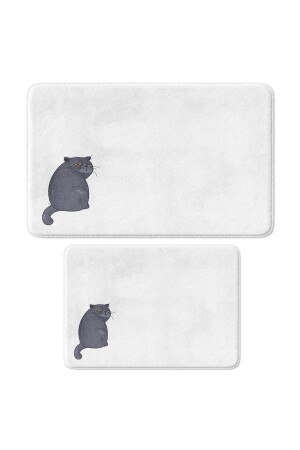 Niedliches bedrucktes Badematten-Set mit 2 Stück – rutschfeste Unterseite, maschinenwaschbar, 50 x 80 cm und 40 x 60 cm 04-TKMBP-1JLQ - Monnhein