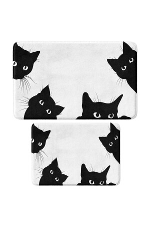 Niedliches bedrucktes Badematten-Set mit 2 Stück – rutschfeste Unterseite, maschinenwaschbar, 50 x 80 cm und 40 x 60 cm NQ-TKMBP-3FB1 - Monnhein
