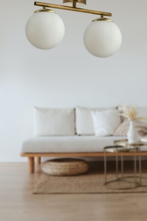 Nika Modern Antique White Glass Modern Living Room - Kitchen - Bedroom 2 Piece Chandelier LN88900018841 - Fer Avize