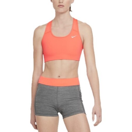 Nike Kadın Spor Sütyeni, Swoosh Logolu, Pedli Olmayan, Parlak Mango Rengi - Nike