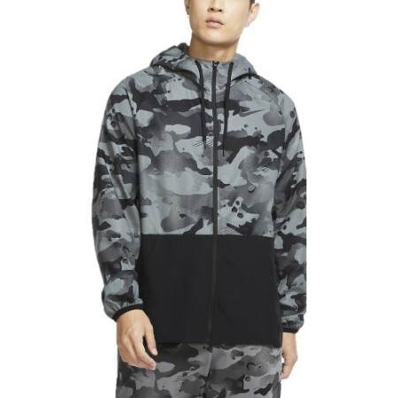 Nike Men's Sweatshirt M NK Flx Vnt MX HD FZ Jkt Camo Grey Black - Nike