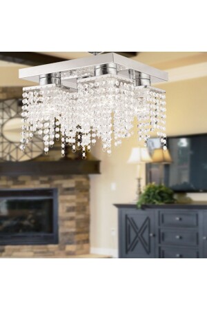Nikola 4-Piece Chrome Crystal Stone Modern Design Crystal Living Room Chandelier 3562-04-CH - Apliqa