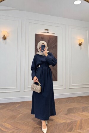 Nilra Brooch Dress - Navy Blue - Duendeca