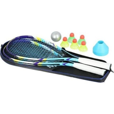NILS NRS005 kros tenis seti: 2 raket, tüy top, işaretleyici, top ve kılıf. - Nils