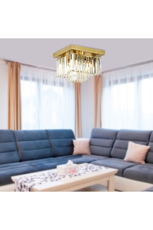 Nilüfer 2 Storey Small Antique Square Crystal and Stone Modern Design Crystal Living Room Chandelier 7000-1140-10-20 - Apliqa