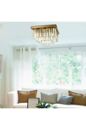 Nilüfer Crystal Antique Triplex Square Crystal Stone Modern Design Crystal Living Room Chandelier 7000-1140-10-30 - Apliqa