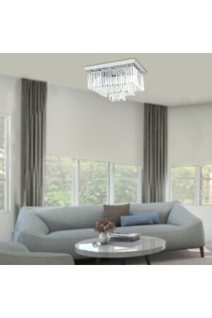 Nilufer Crystal Chrome Plated Triplex Square Crystal Stone Modern Design Crystal Living Room Chandelier 7000-1140-11-30 - Apliqa