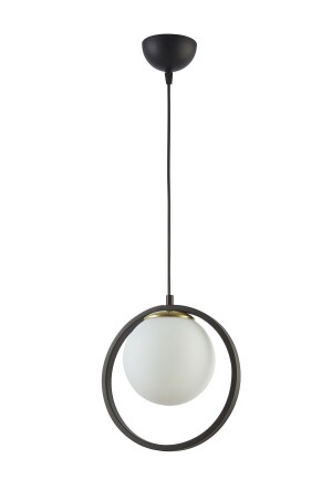 Nina Modern Living Room - Kitchen - Bedroom Metal Ring Closed Glass Single Chandelier NİNATEKLİ - Modavize