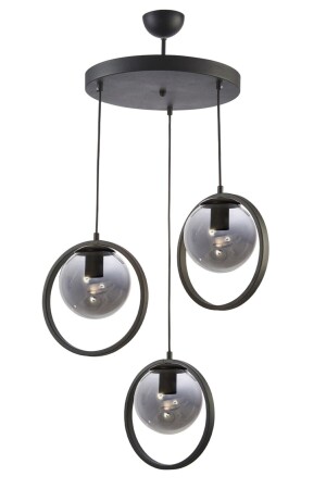 Nina Modern Salon - Mutfak - Yatak Odası Metal Halkalı Kapalı Camlı Üçlü Avize NİNAÜÇLÜ - Modavize