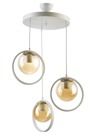 Nina Modern Salon - Mutfak - Yatak Odası Metal Halkalı Kapalı Camlı Üçlü Avize NİNAÜÇLÜ - Modavize