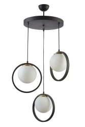 Nina Modern Wohnzimmer – Küche – Schlafzimmer Dreifach-Kronleuchter aus Metall mit geschlossenem Glas NİNAÜÇLÜ - Modavize