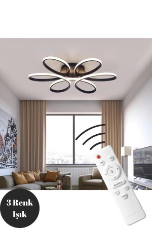 Nipul Black Plafone Modern Remote Controlled 3 Color Light LED Chandelier nipul-s-k-01 - Elektroyou