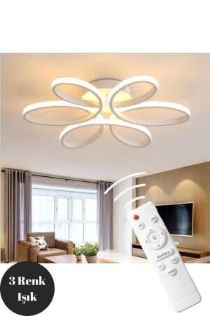 Nipul White Plafone Modern 3 Color Light LED Chandelier with Remote Control nipul-b-k-01 - Elektroyou