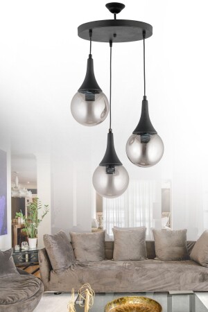 Nisa Luce Sedef 3-Piece Tray Chandelier - Black (smoked Top Glass) 12600 - Nisaluce