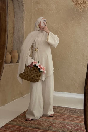 Noa Brosche Naturleinenanzug Beige - Nuuwears