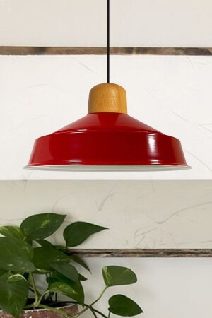 Noble Red Single Chandelier Wooden Head Retro Pendant Lamp Restaurant Living Room Lighting BMY2013GA - Bamyum