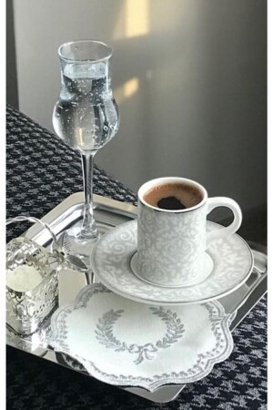 Nom Trend 6-Piece Luxury Square Stainless Steel Silver Color 21x21cm Coffee Serving Tray & Plate - Abant