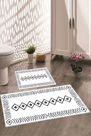 Non-Slip Base Washable 2 Piece 60x100 - 50x60 Bathroom Carpet Mat Toilet Seat Set - Thalia Home