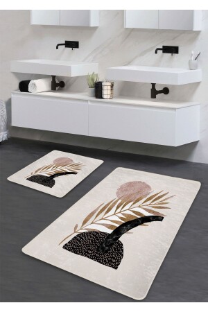 Non-Slip Base Washable 2-Piece Bath Mat - Leaf Pattern 60*100 Cm - 50*60 Cm BM0186 - Pilloveland