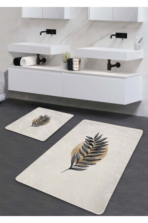 Non-Slip Base Washable 2-Piece Bath Mat - Opal Patterned 60*100 Cm - 50*60 Cm - Pilloveland