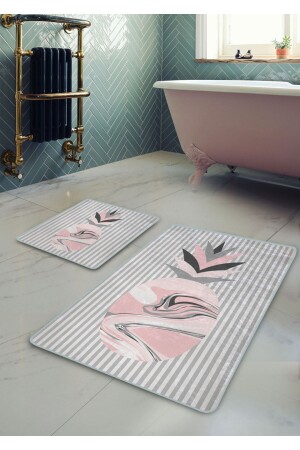Non-Slip Base Washable 2-Piece Bath Mat - Pineapple Patterned 60*100 Cm - 50*60 Cm BM0040 - Pilloveland