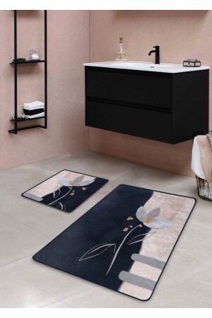 Non-Slip Base Washable 2-Piece Bath Mat - Powder Flower Pattern 60*100 Cm - 50*60 Cm BM0057 - Pilloveland