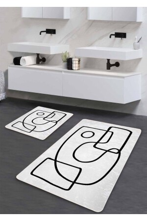 Non-Slip Base Washable 2-Piece Bath Mat - Scandi Patterned 60*100 Cm - 50*60 Cm BM0189 - Pilloveland