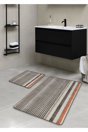 Non-Slip Base Washable 2-Piece Bath Mat - Soft Line Pattern 60*100 Cm - 50*60 Cm BM0036 - Pilloveland