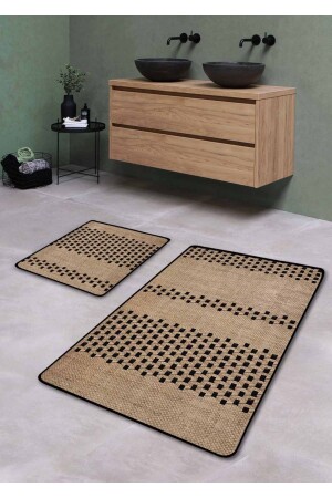 Non-Slip Base Washable 2-Piece Bath Mat - Wicker Look 60*100 Cm - 50*60 Cm - Pilloveland